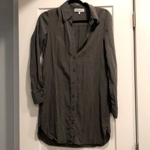 Olive green button up dress